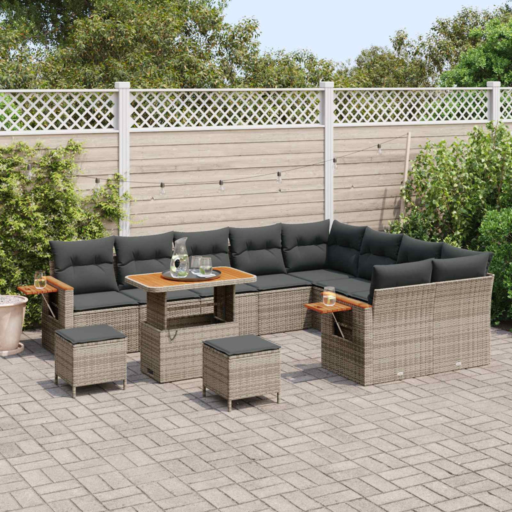 vidaXL Zestaw Sof na Ogród 12 pcs Szary polirattan