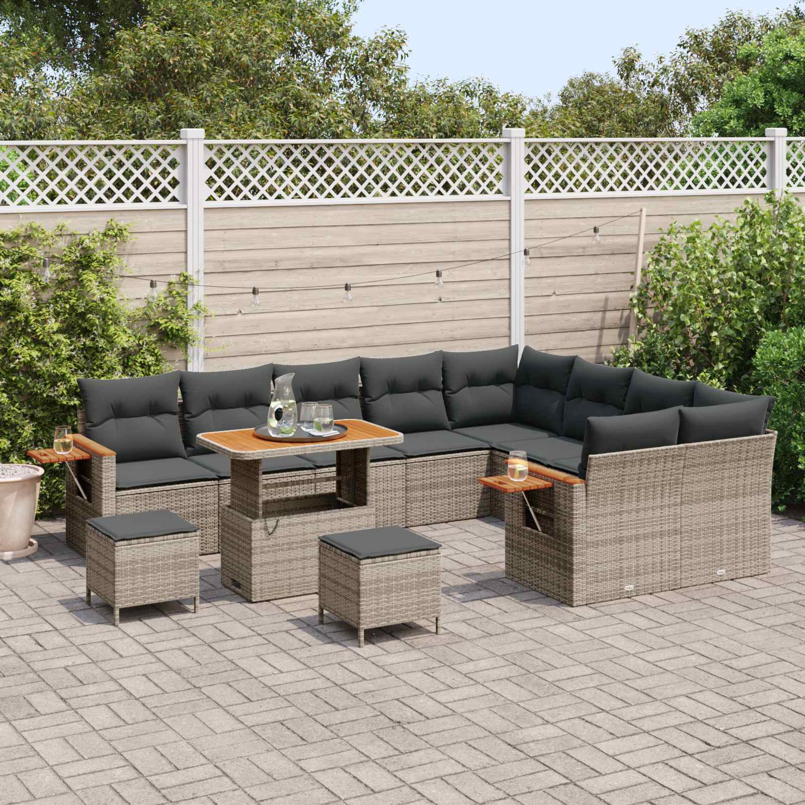 vidaXL Zestaw Sof na Ogród 12 pcs Szary polirattan