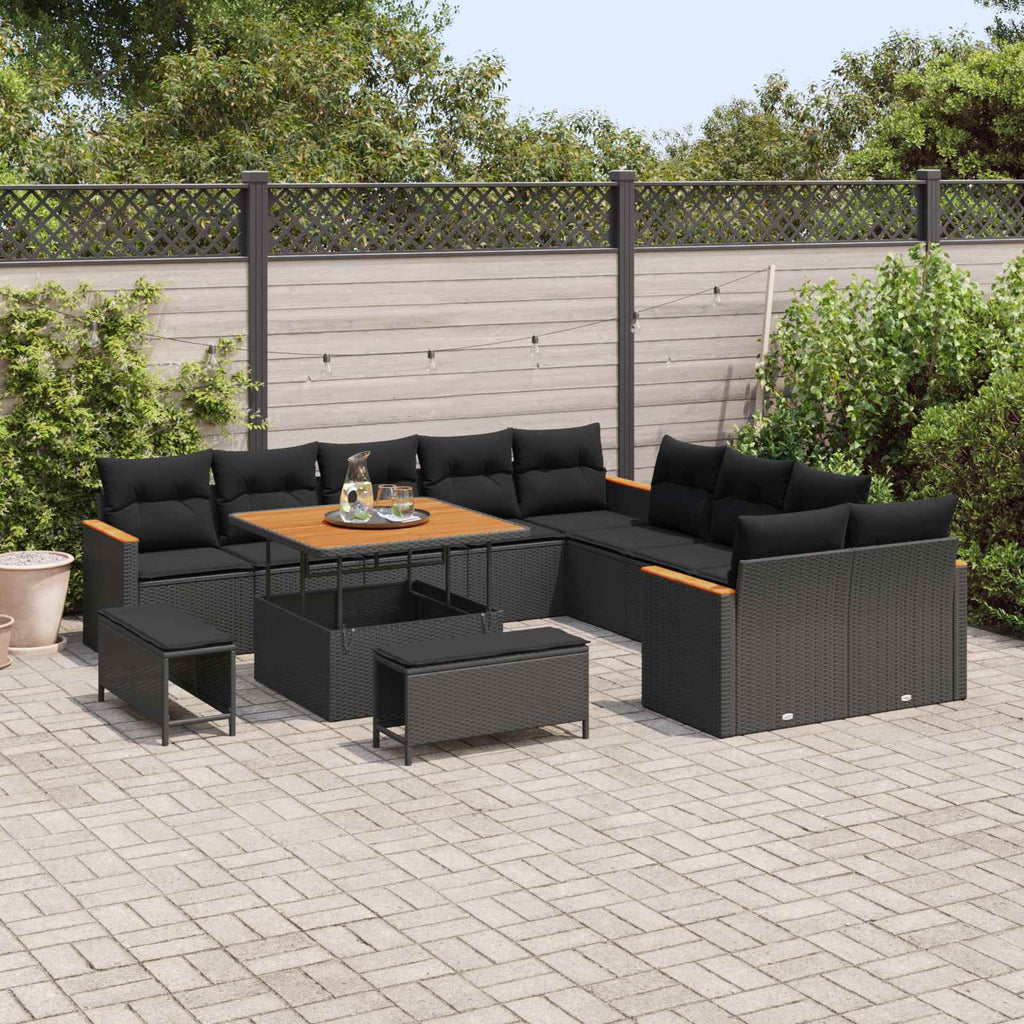 vidaXL Zestaw Sof na Ogród 13 pcs Czarny polirattan