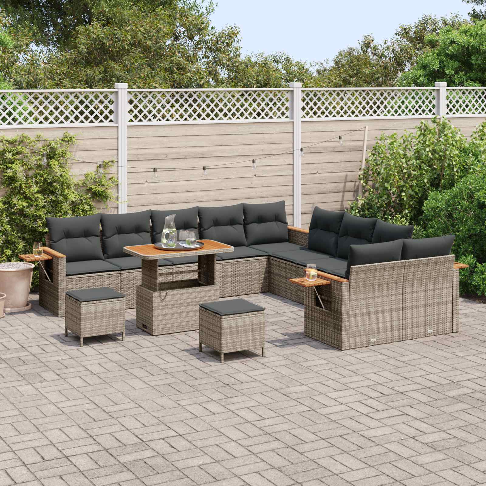 vidaXL Zestaw Sof na Ogród 13 pcs Szary polirattan