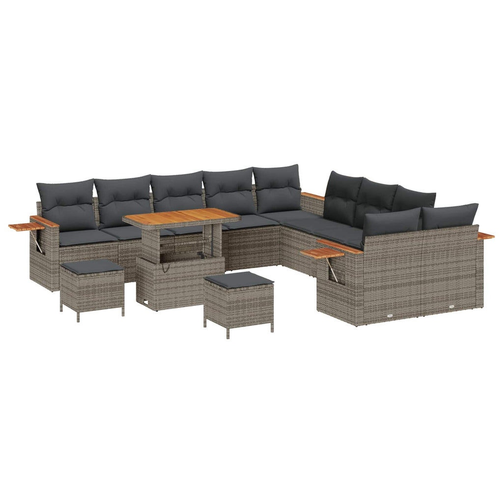 vidaXL Zestaw Sof na Ogród 13 pcs Szary polirattan