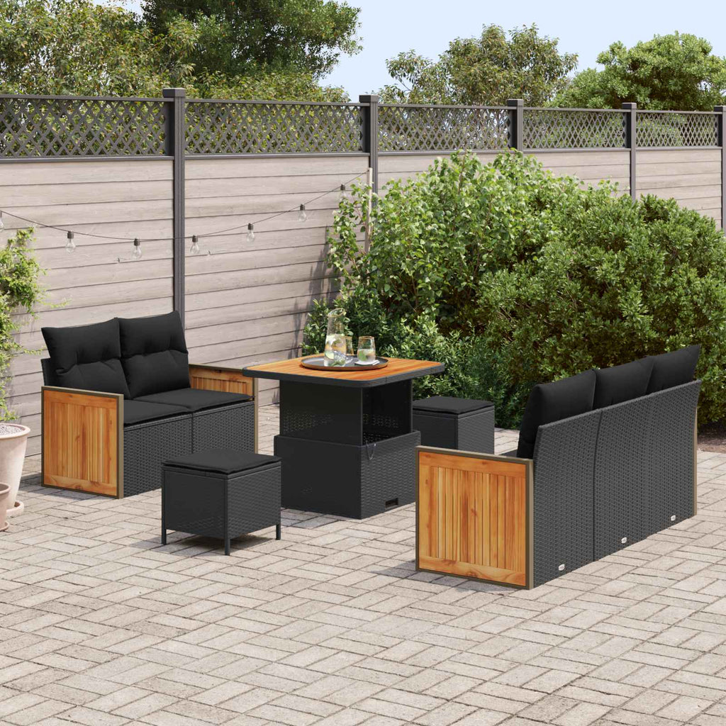 vidaXL Zestaw Sof na Ogród z poduszką 8 pcs Czarny