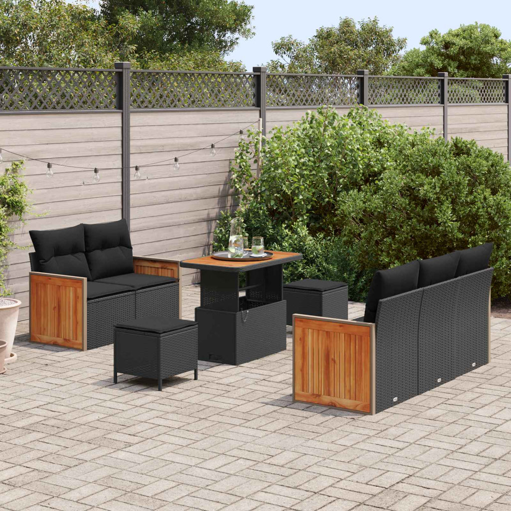 vidaXL Zestaw Sof na Ogród z poduszką 8 pcs Czarny