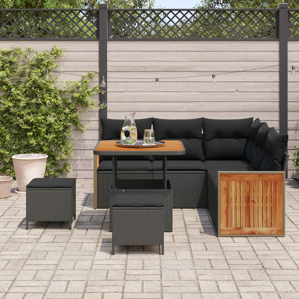 vidaXL Zestaw Sof na Ogród z poduszką 8 pcs Czarny