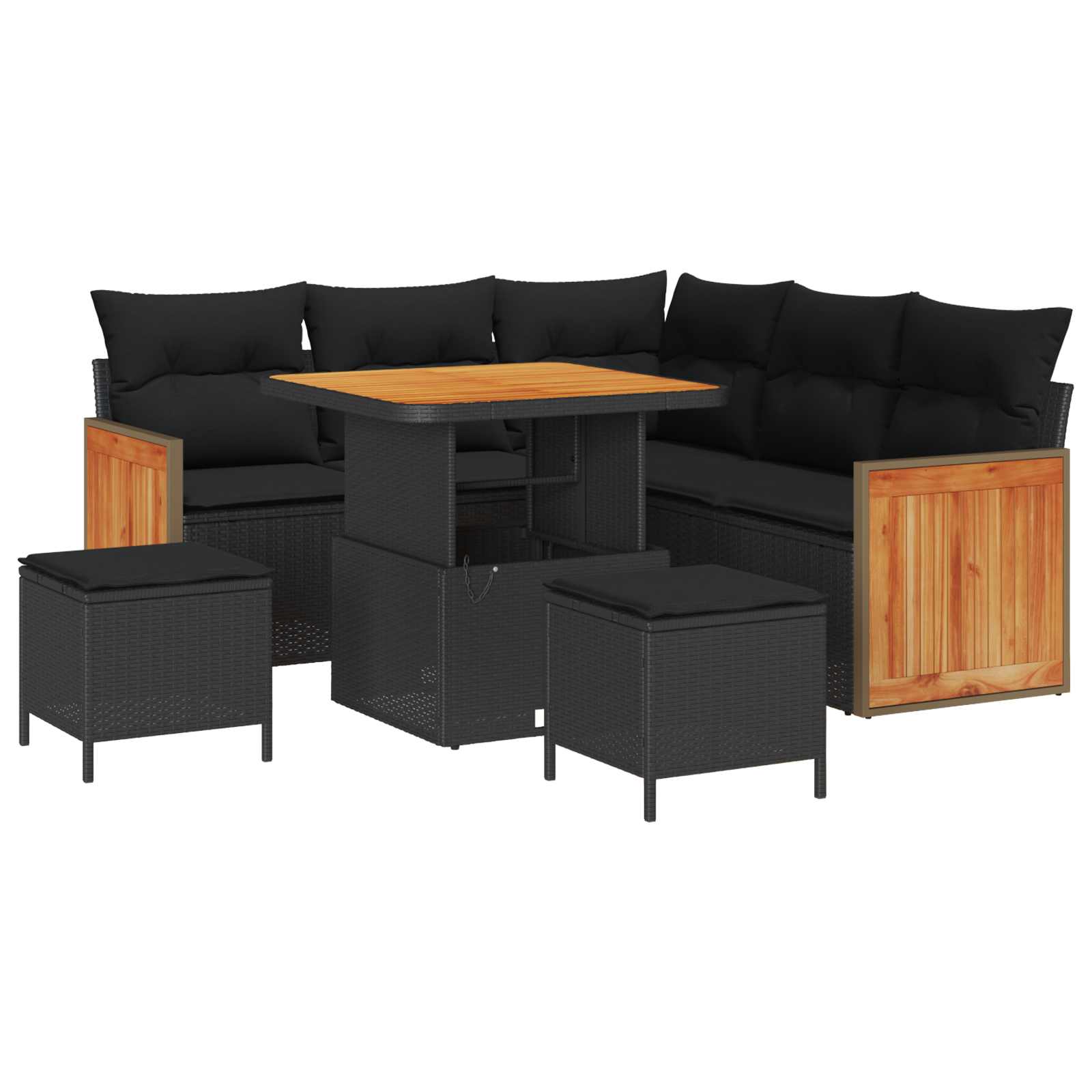 vidaXL Zestaw Sof na Ogród z poduszką 8 pcs Czarny