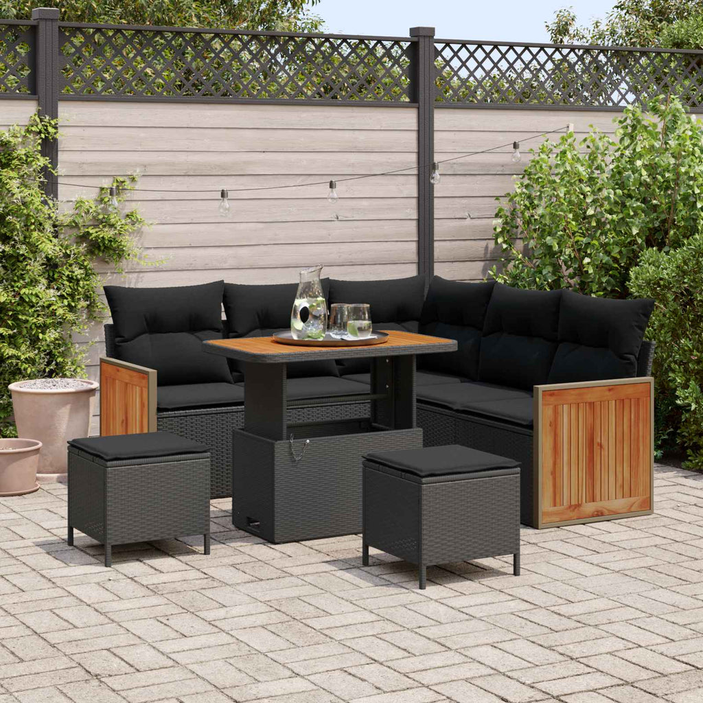 vidaXL Zestaw Sof na Ogród z poduszką 8 pcs Czarny