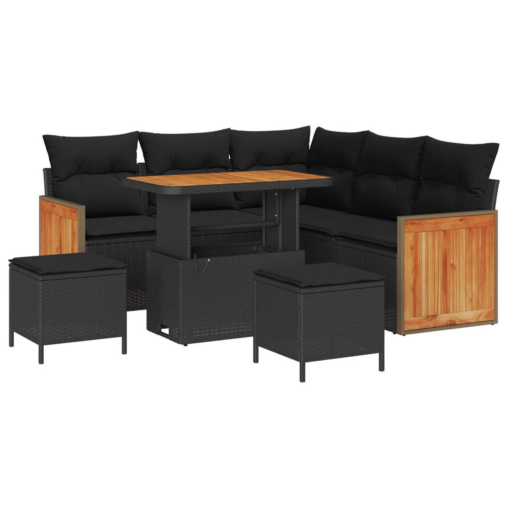 vidaXL Zestaw Sof na Ogród z poduszką 8 pcs Czarny