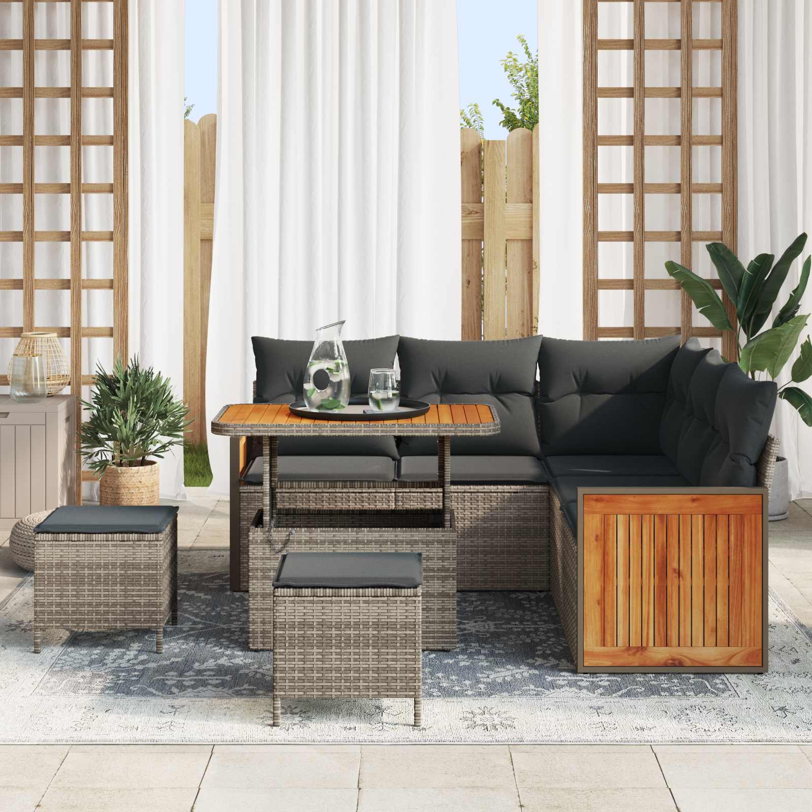 vidaXL Zestaw Sof na Ogród z poduszką 8 pcs Szary