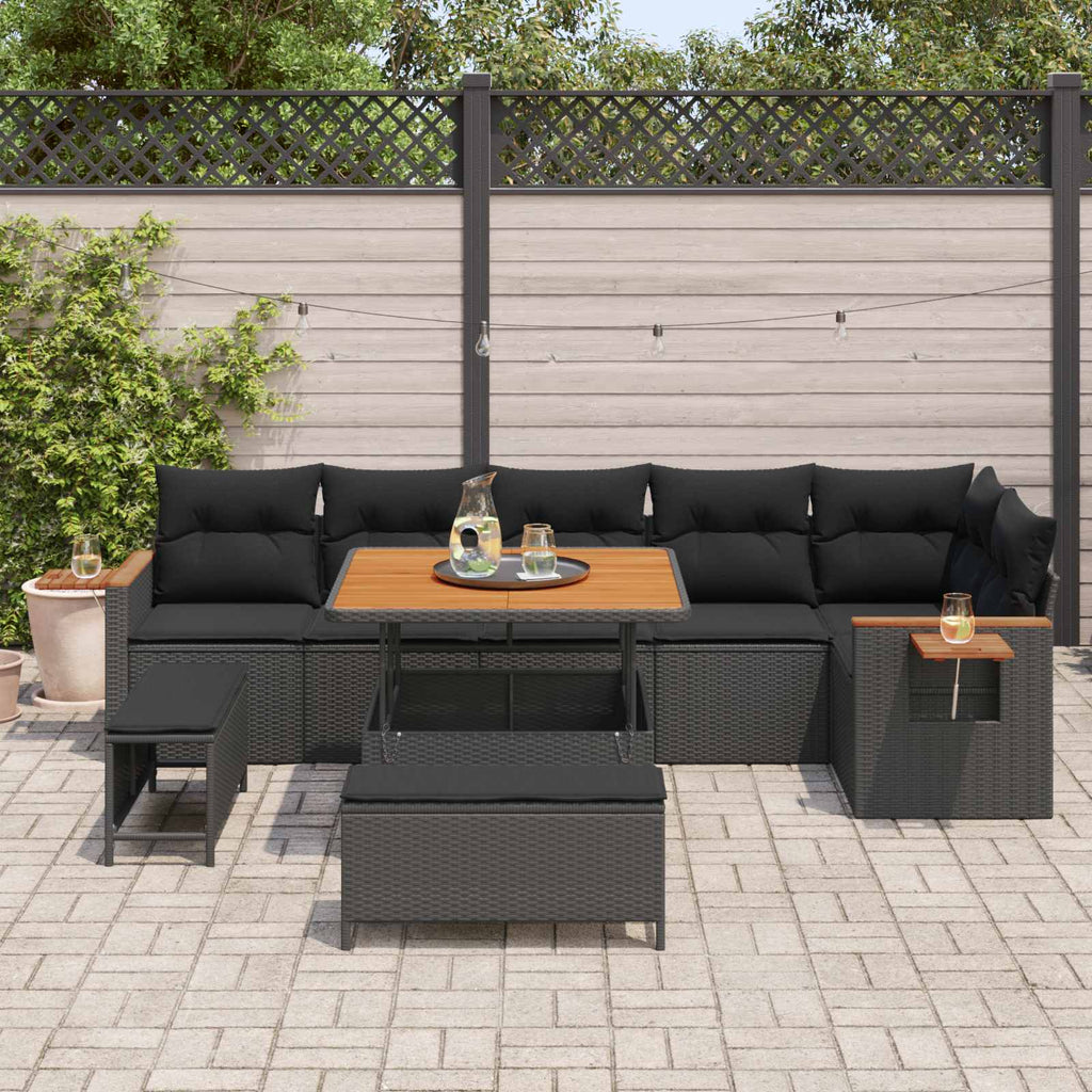 vidaXL Zestaw Sof na Ogród z poduszką 9 pcs Czarny