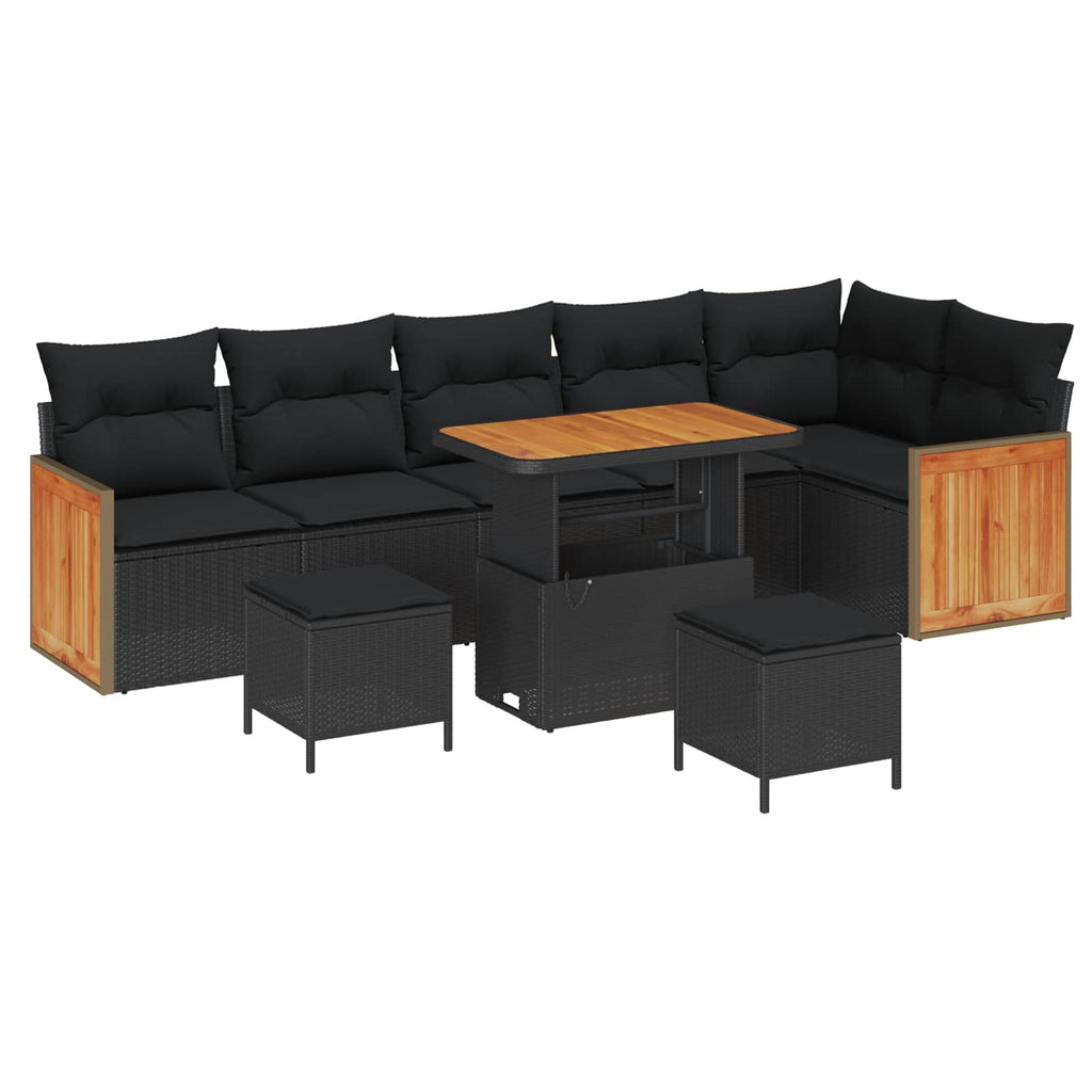 vidaXL Zestaw Sof na Ogród z poduszką 9 pcs Czarny