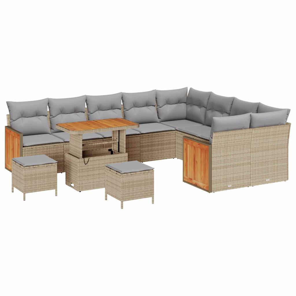 vidaXL Zestaw Sof na Ogród z poduszką 12 pcs Beżowy i jasnoszary