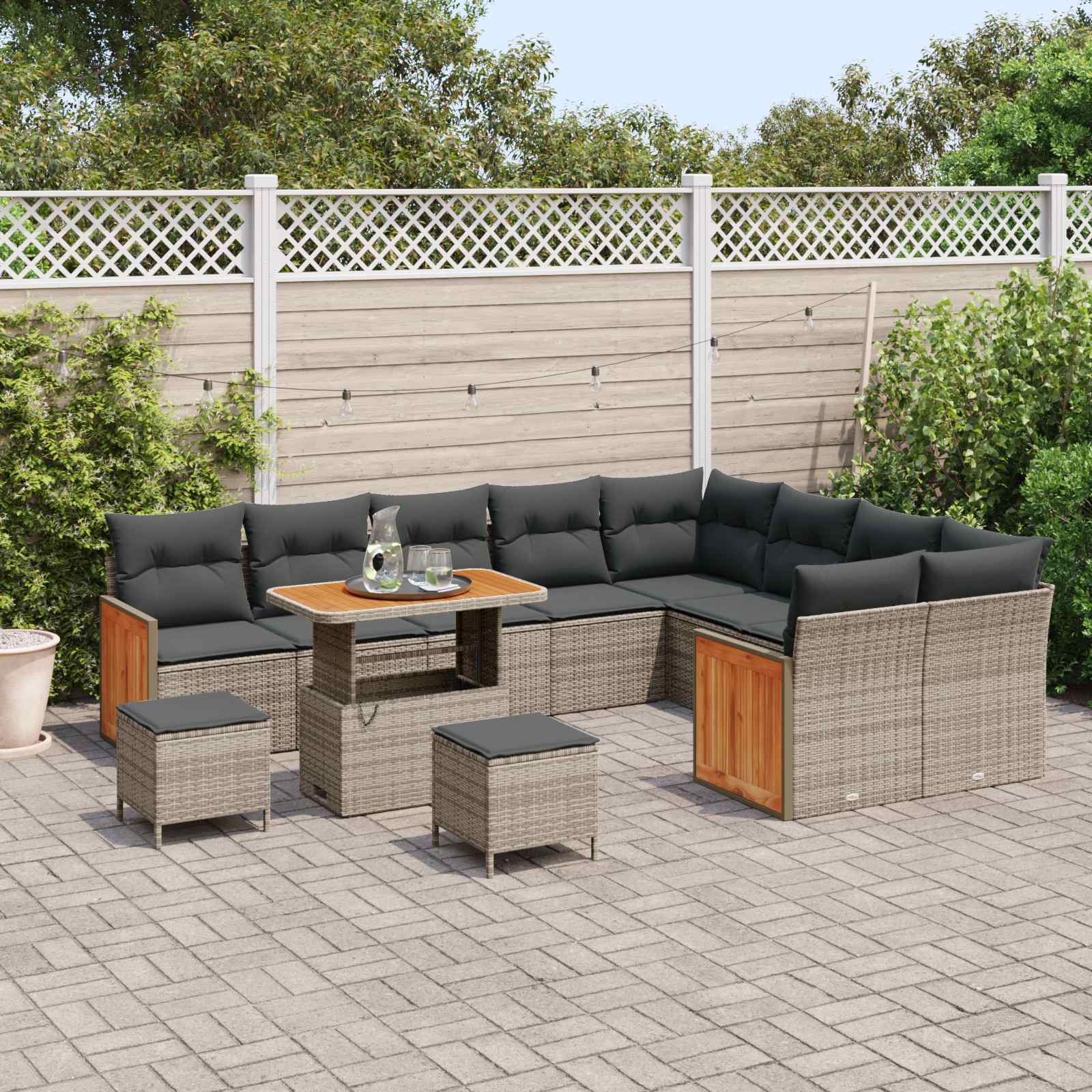 vidaXL Zestaw Sof na Ogród z poduszką 12 pcs Szary