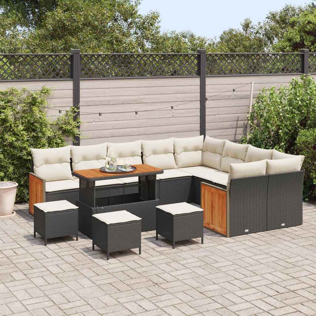 vidaXL Zestaw Sof na Ogród z poduszką 13 pcs Czarny i kremowy