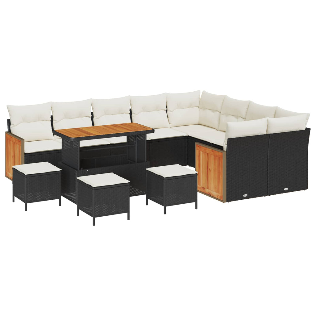vidaXL Zestaw Sof na Ogród z poduszką 13 pcs Czarny i kremowy