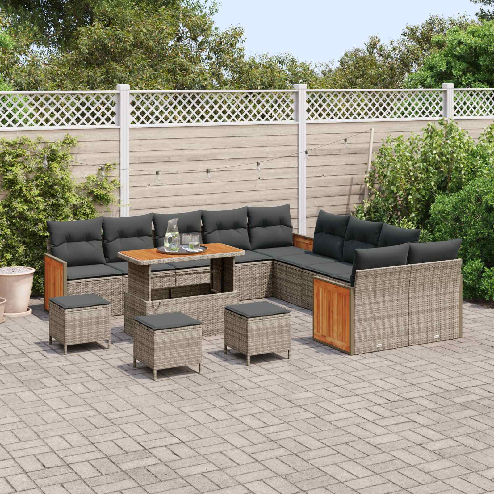 vidaXL Zestaw Sof na Ogród z poduszką 14 pcs Szary