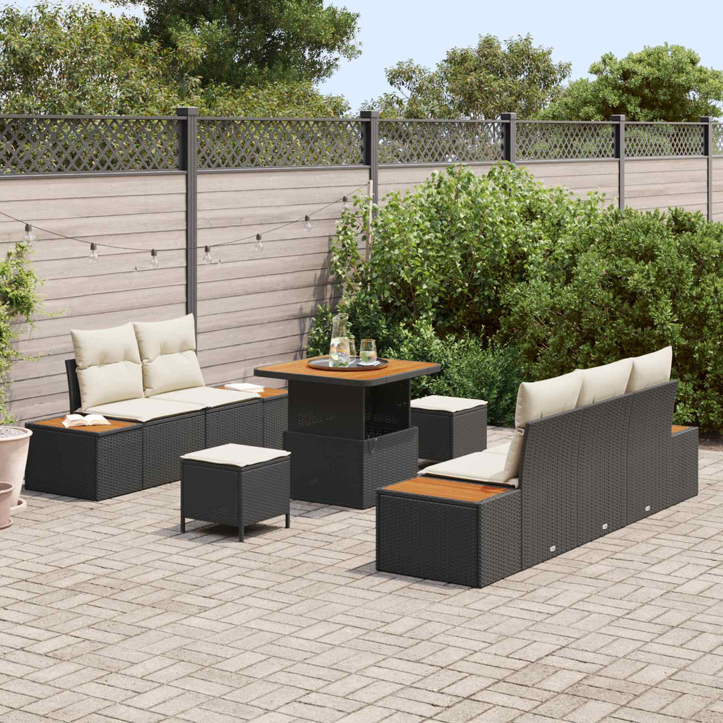 vidaXL Zestaw Sof na Ogród z poduszką 8 pcs Czarny i kremowy