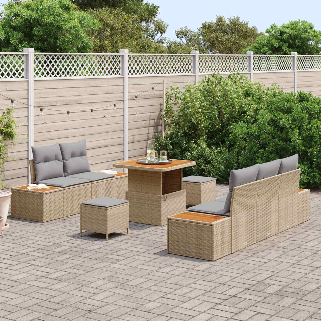 vidaXL Zestaw Sof na Ogród z poduszką 8 pcs Beżowy i jasnoszary