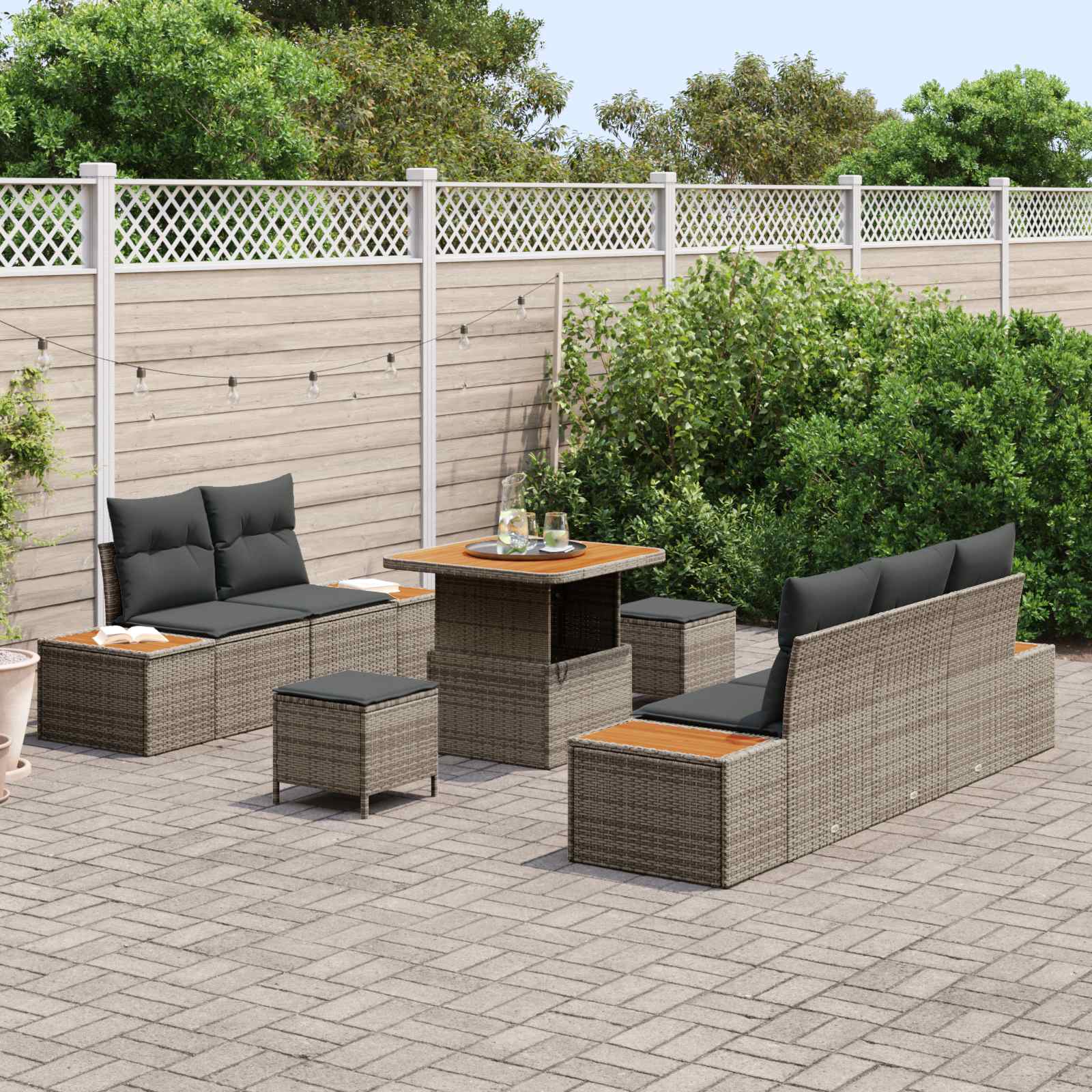vidaXL Zestaw Sof na Ogród z poduszką 8 pcs Szary