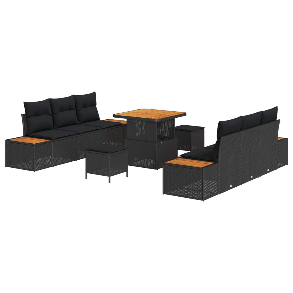 vidaXL Zestaw Sof na Ogród z poduszką 9 pcs Czarny