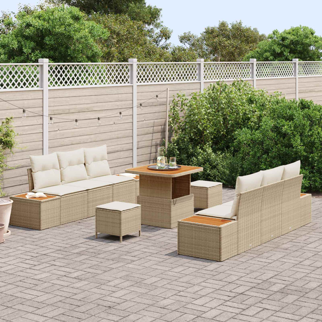 vidaXL Zestaw Sof na Ogród z poduszką 9 pcs Beżowy i kremowy
