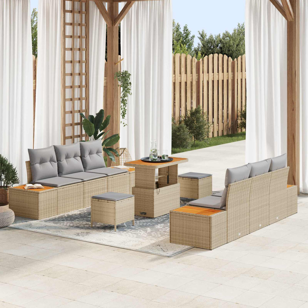 vidaXL Zestaw Sof na Ogród z poduszką 9 pcs Beżowy i jasnoszary