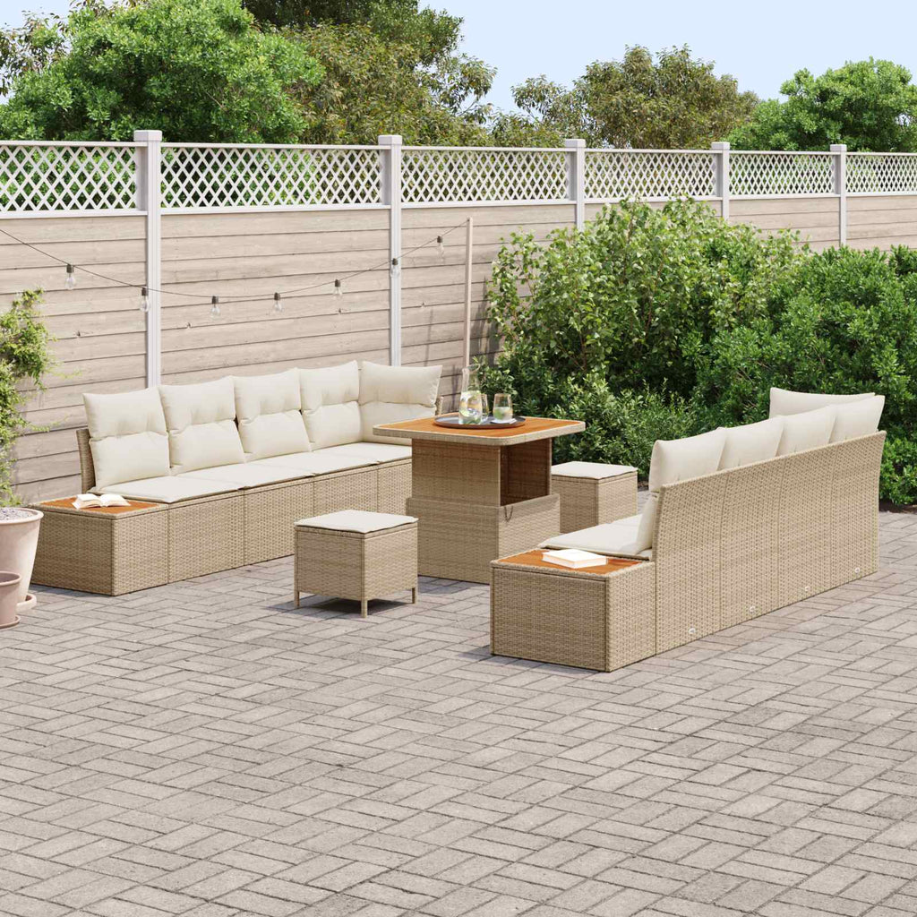vidaXL Zestaw Sof na Ogród z poduszką 11 pcs Beżowy i kremowy