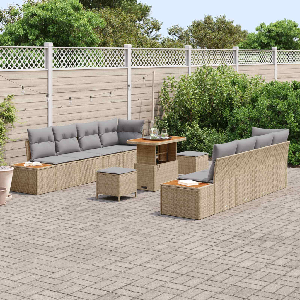 vidaXL Zestaw Sof na Ogród z poduszką 11 pcs Beżowy i jasnoszary