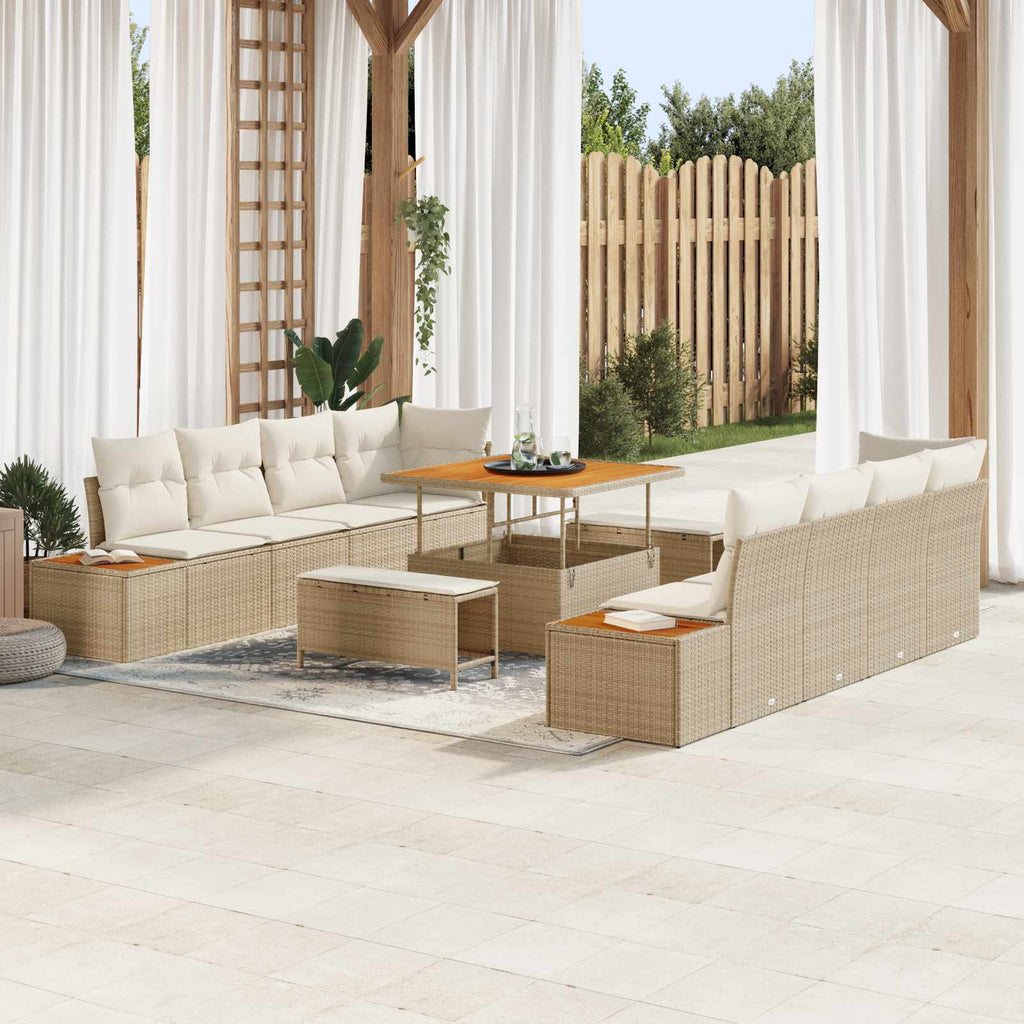 vidaXL Zestaw Sof na Ogród z poduszką 11 pcs Beżowy i kremowy