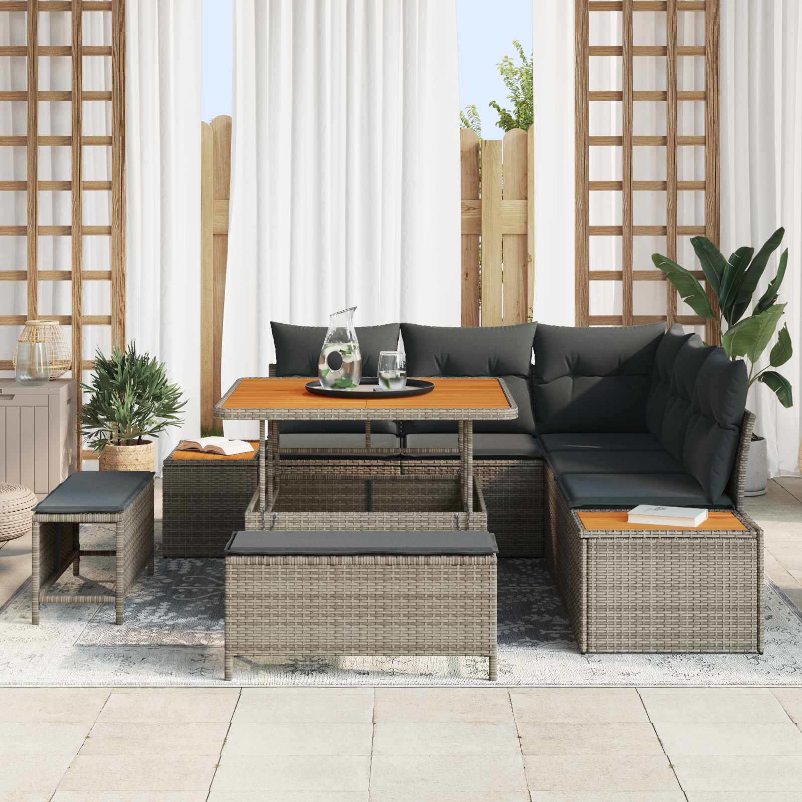 vidaXL Zestaw Sof na Ogród z poduszką 8 pcs Szary