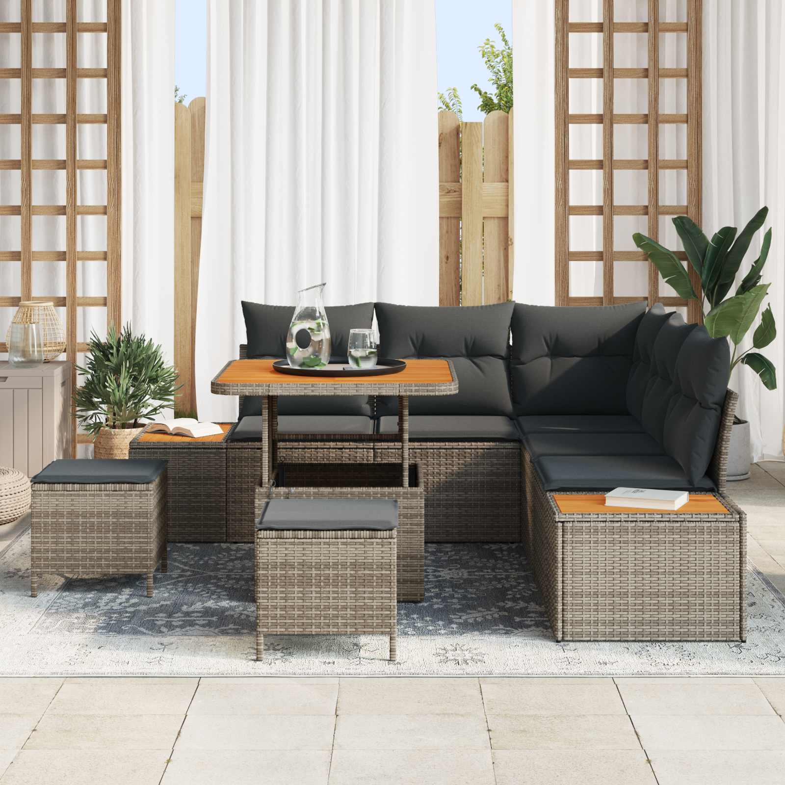 vidaXL Zestaw Sof na Ogród z poduszką 8 pcs Szary