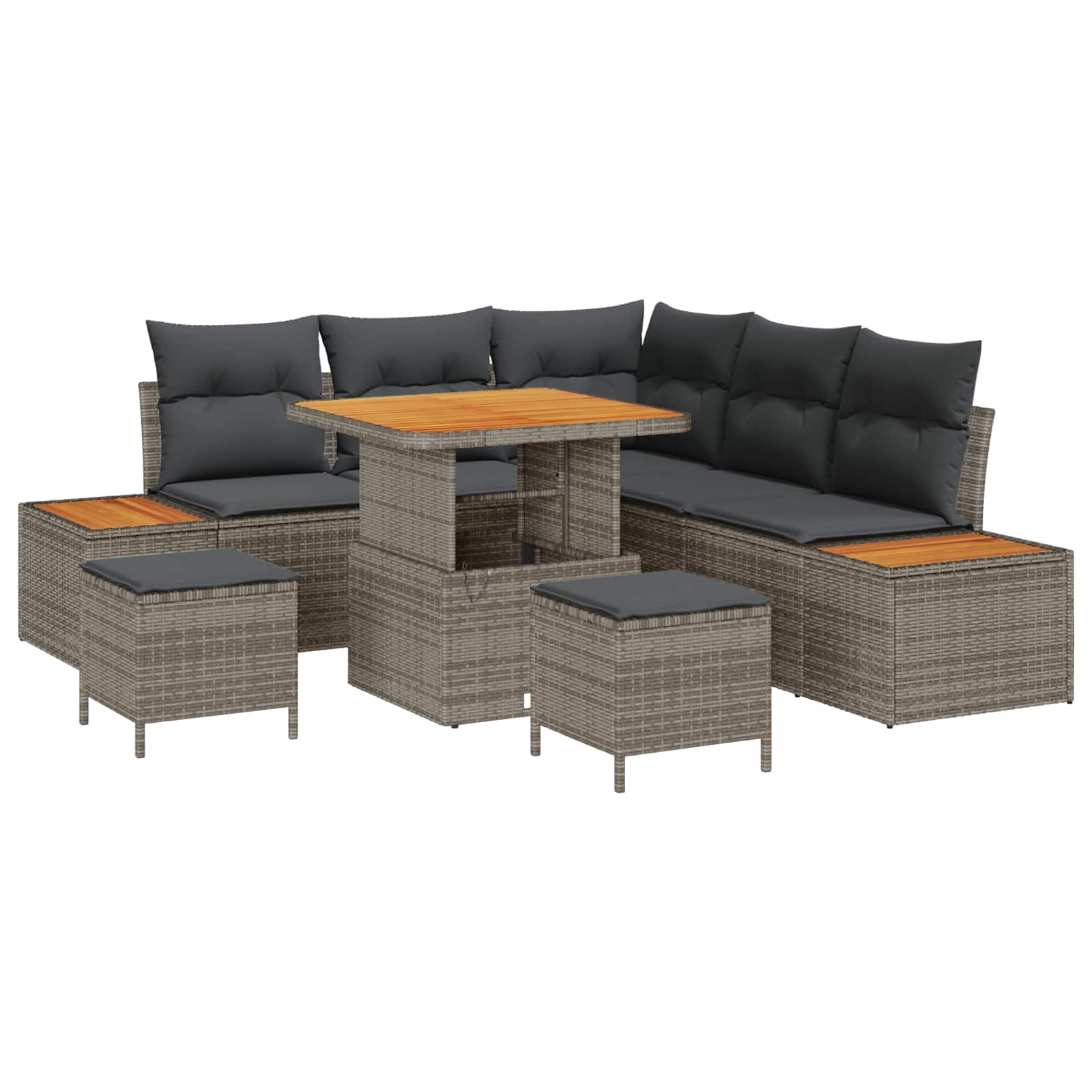 vidaXL Zestaw Sof na Ogród z poduszką 8 pcs Szary