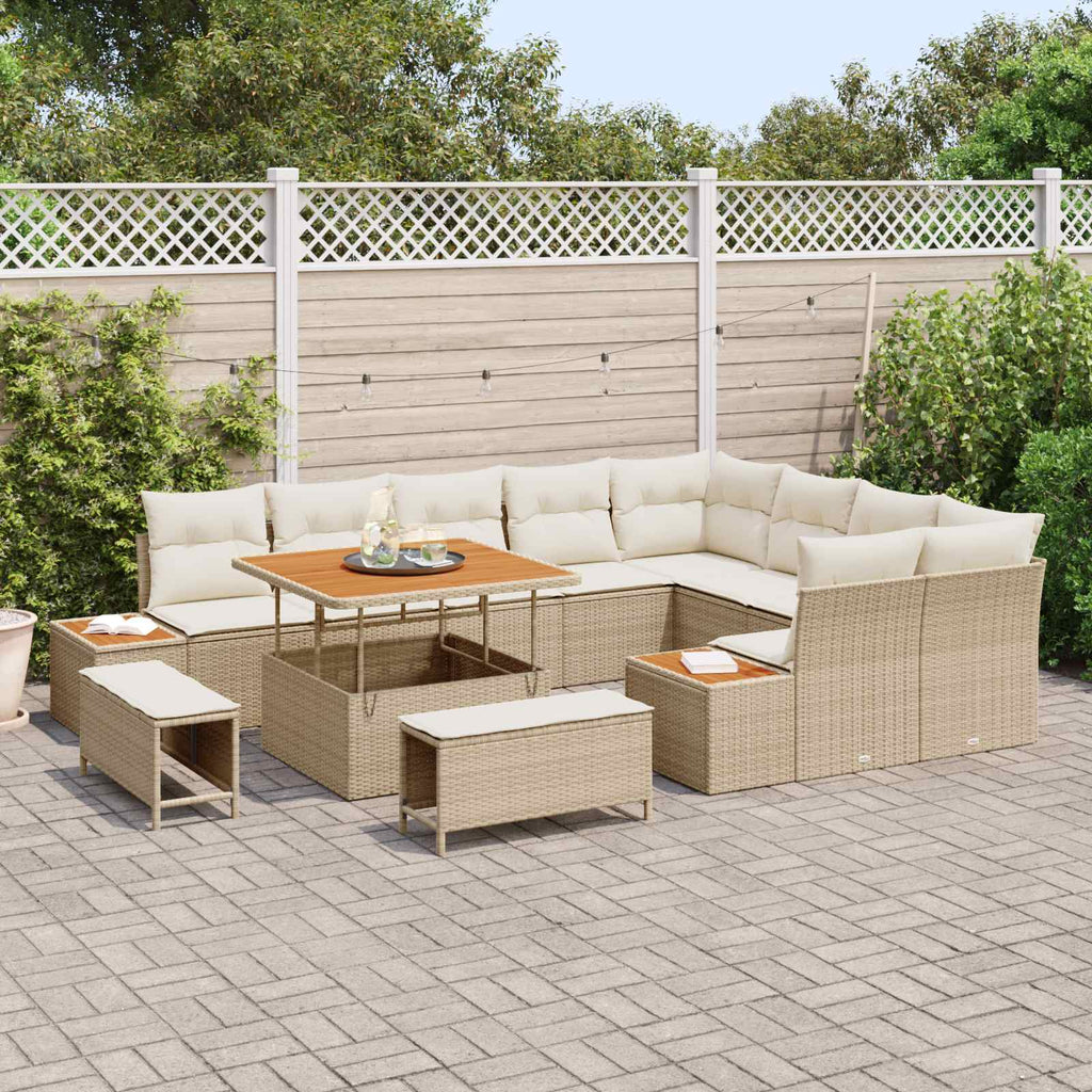 vidaXL Zestaw Sof na Ogród z poduszką 12 pcs Beżowy i kremowy