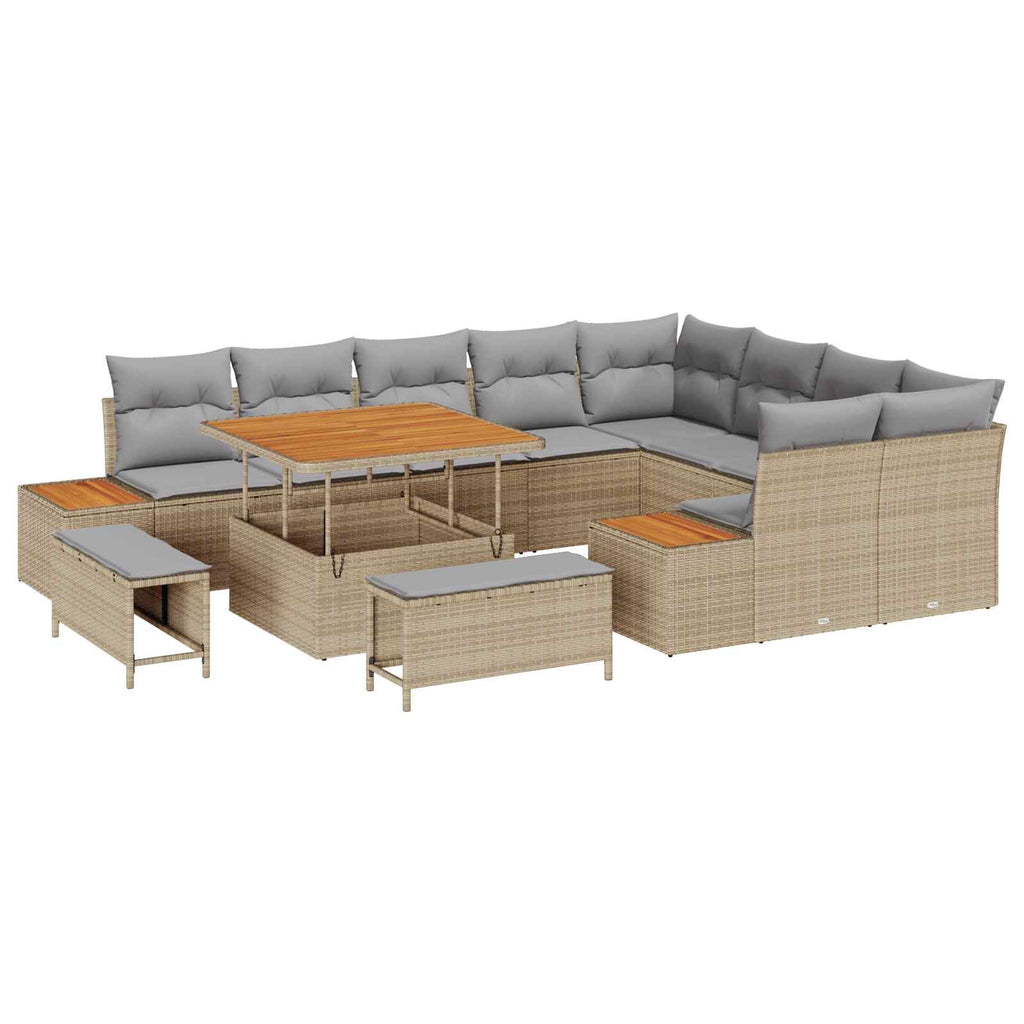 vidaXL Zestaw Sof na Ogród z poduszką 12 pcs Beżowy i jasnoszary