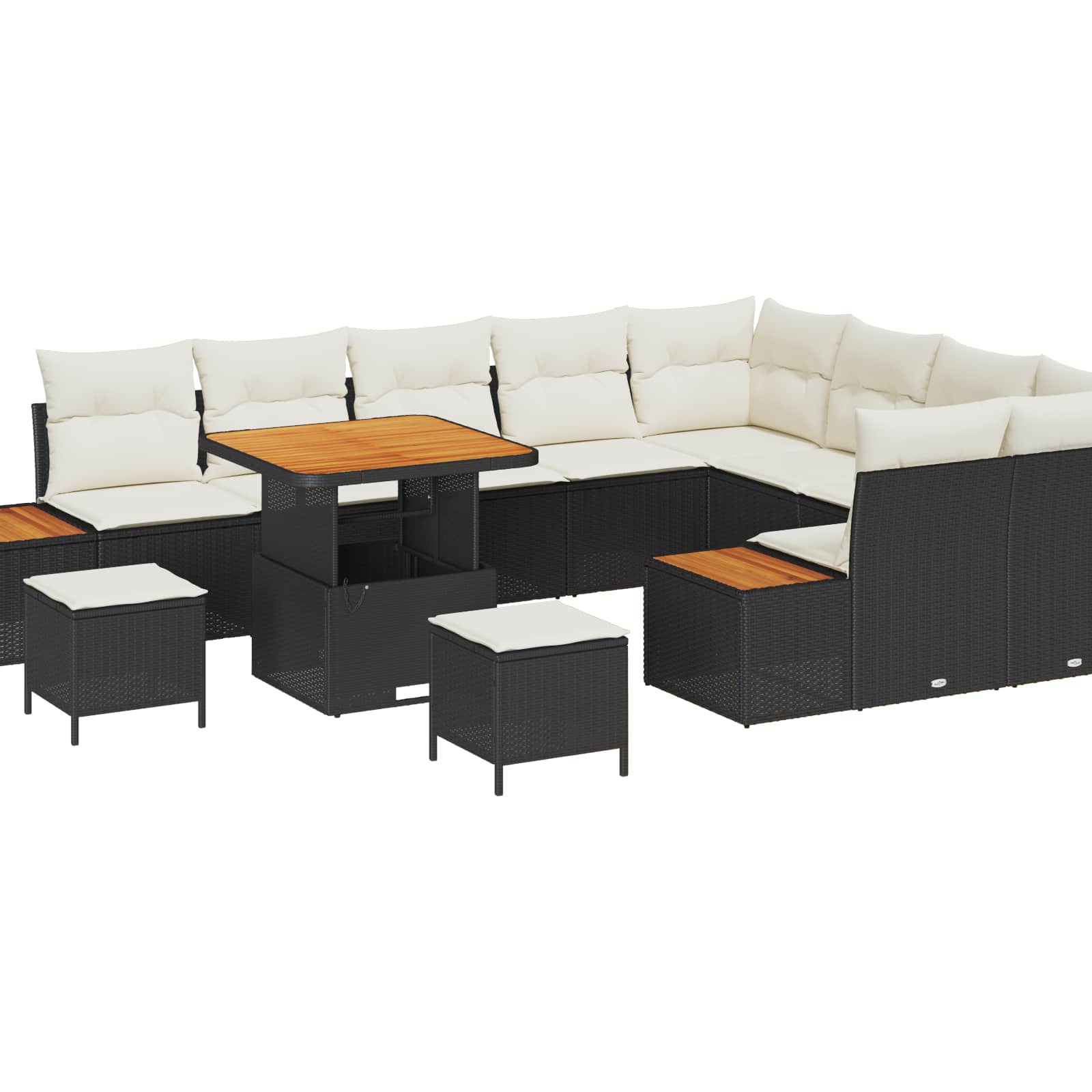vidaXL Zestaw Sof na Ogród z poduszką 12 pcs Czarny i kremowy