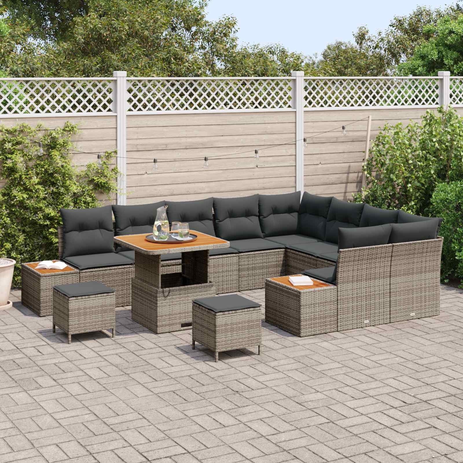 vidaXL Zestaw Sof na Ogród z poduszką 12 pcs Szary