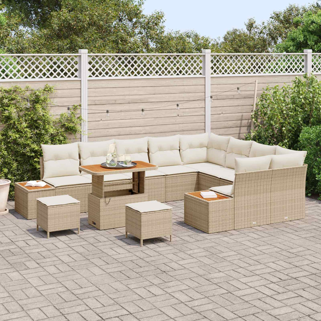 vidaXL Zestaw Sof na Ogród z poduszką 12 pcs Beżowy i kremowy