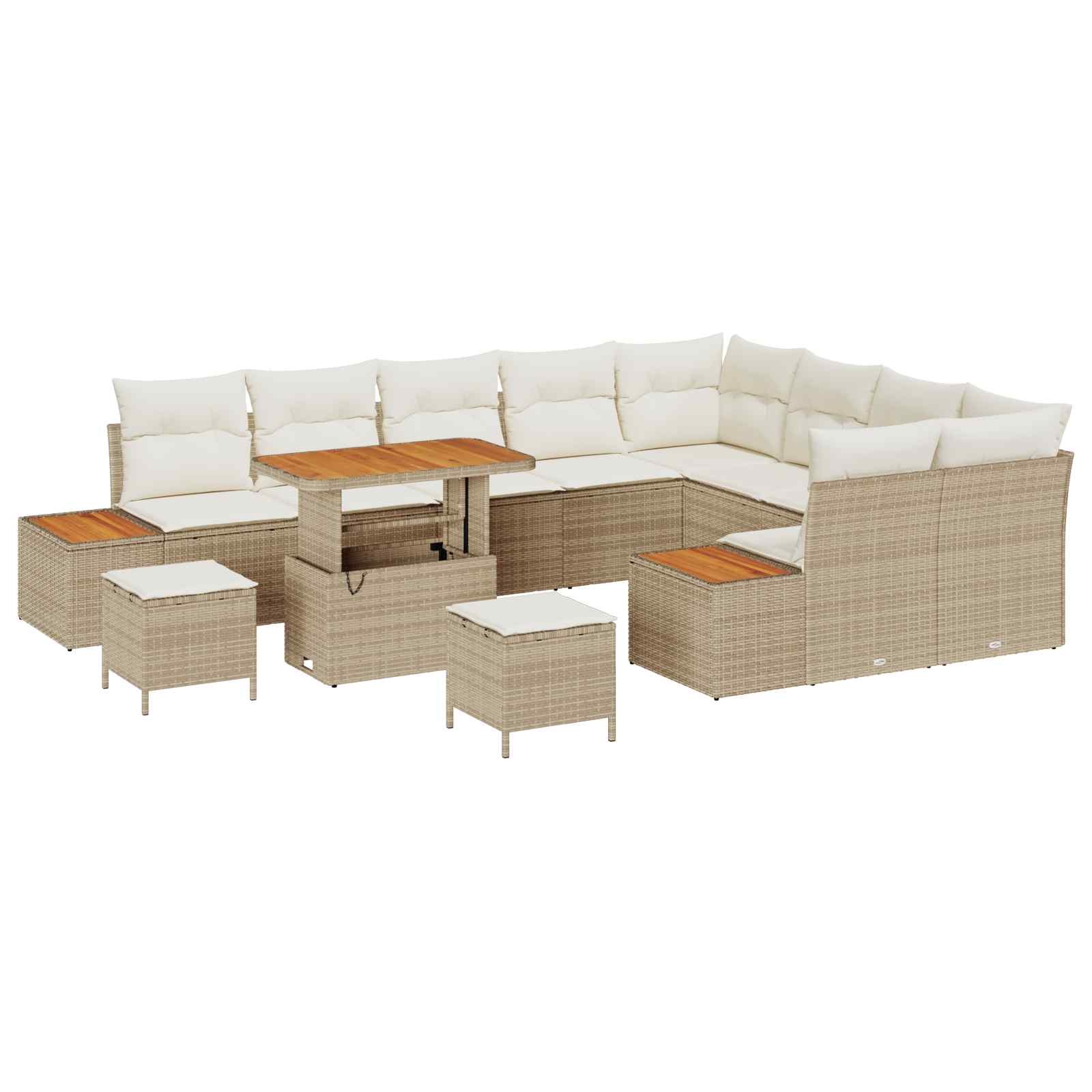 vidaXL Zestaw Sof na Ogród z poduszką 12 pcs Beżowy i kremowy