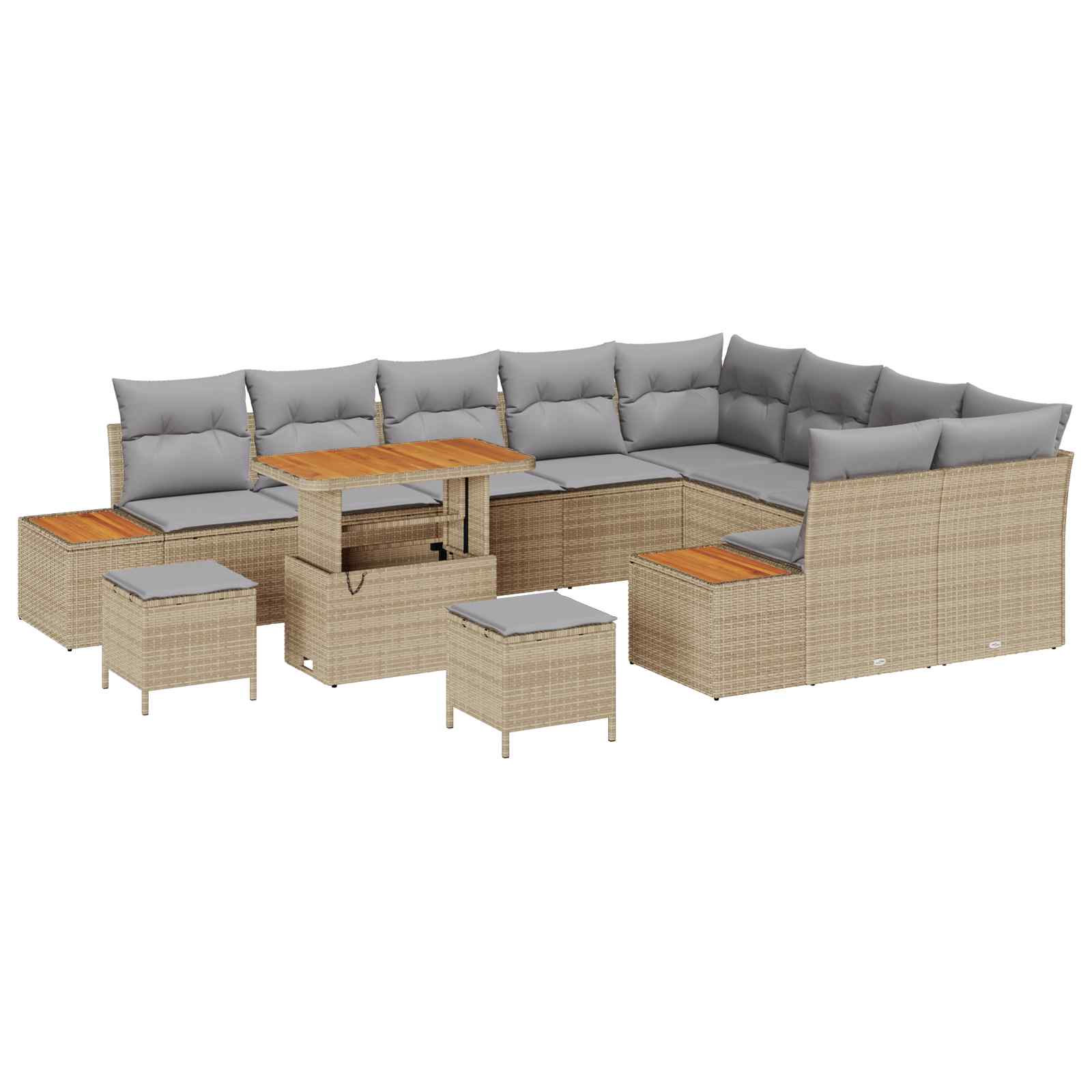vidaXL Zestaw Sof na Ogród z poduszką 12 pcs Beżowy i jasnoszary