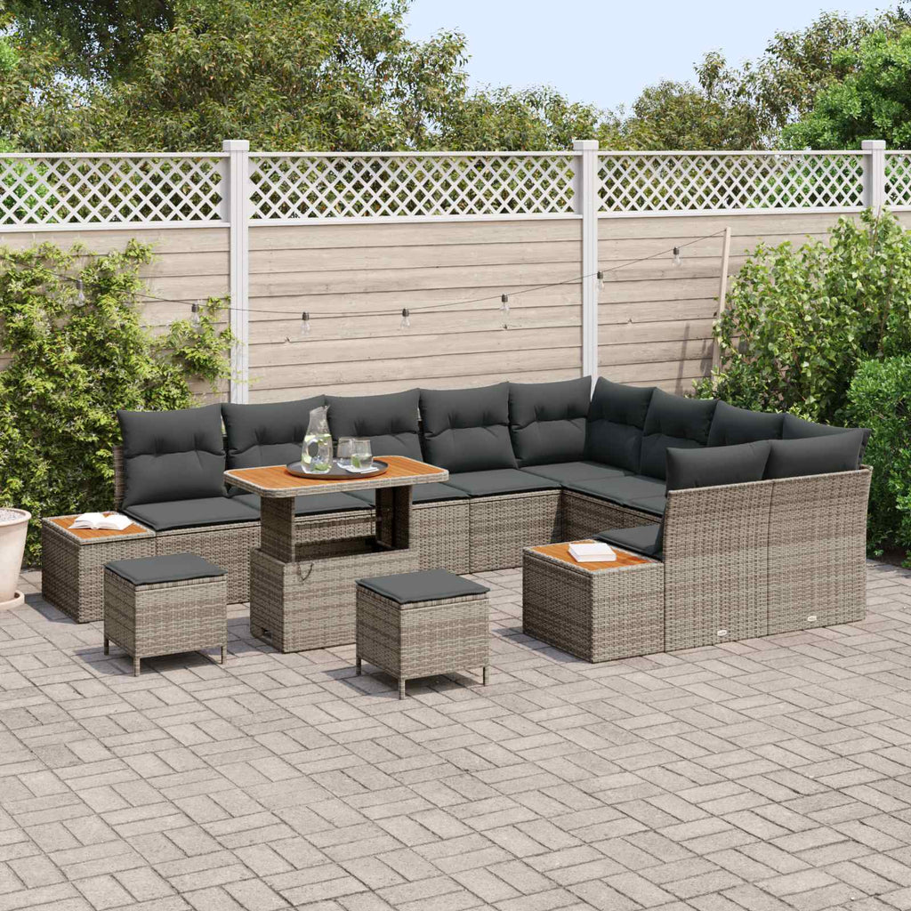 vidaXL Zestaw Sof na Ogród z poduszką 12 pcs Szary