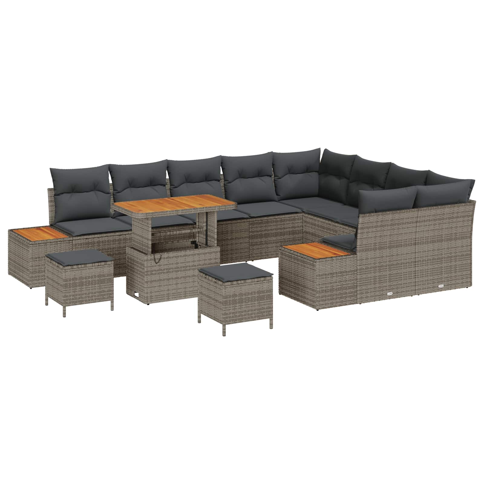 vidaXL Zestaw Sof na Ogród z poduszką 12 pcs Szary