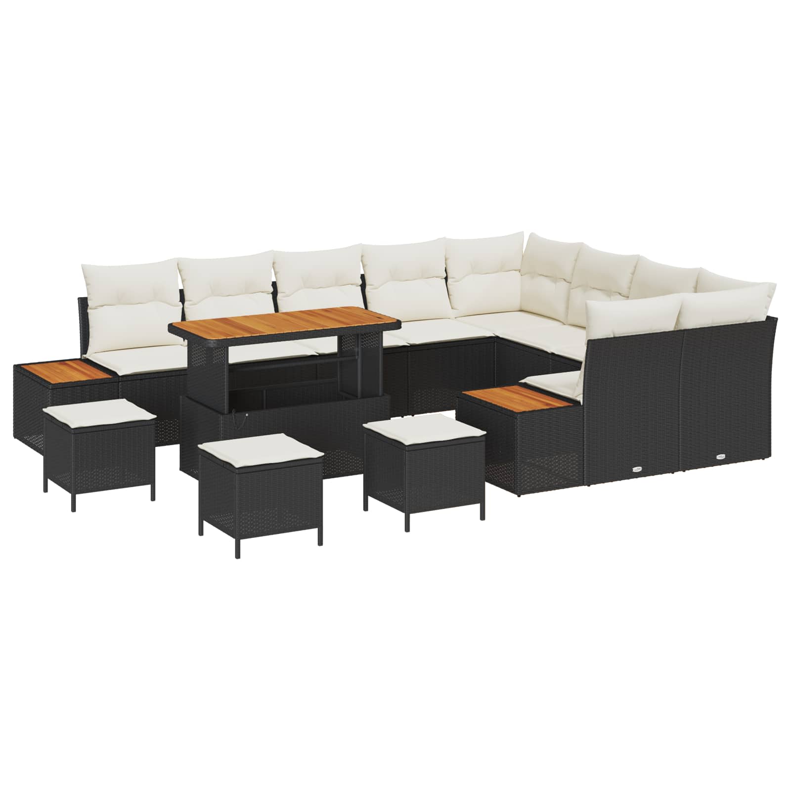 vidaXL Zestaw Sof na Ogród z poduszką 13 pcs Czarny i kremowy