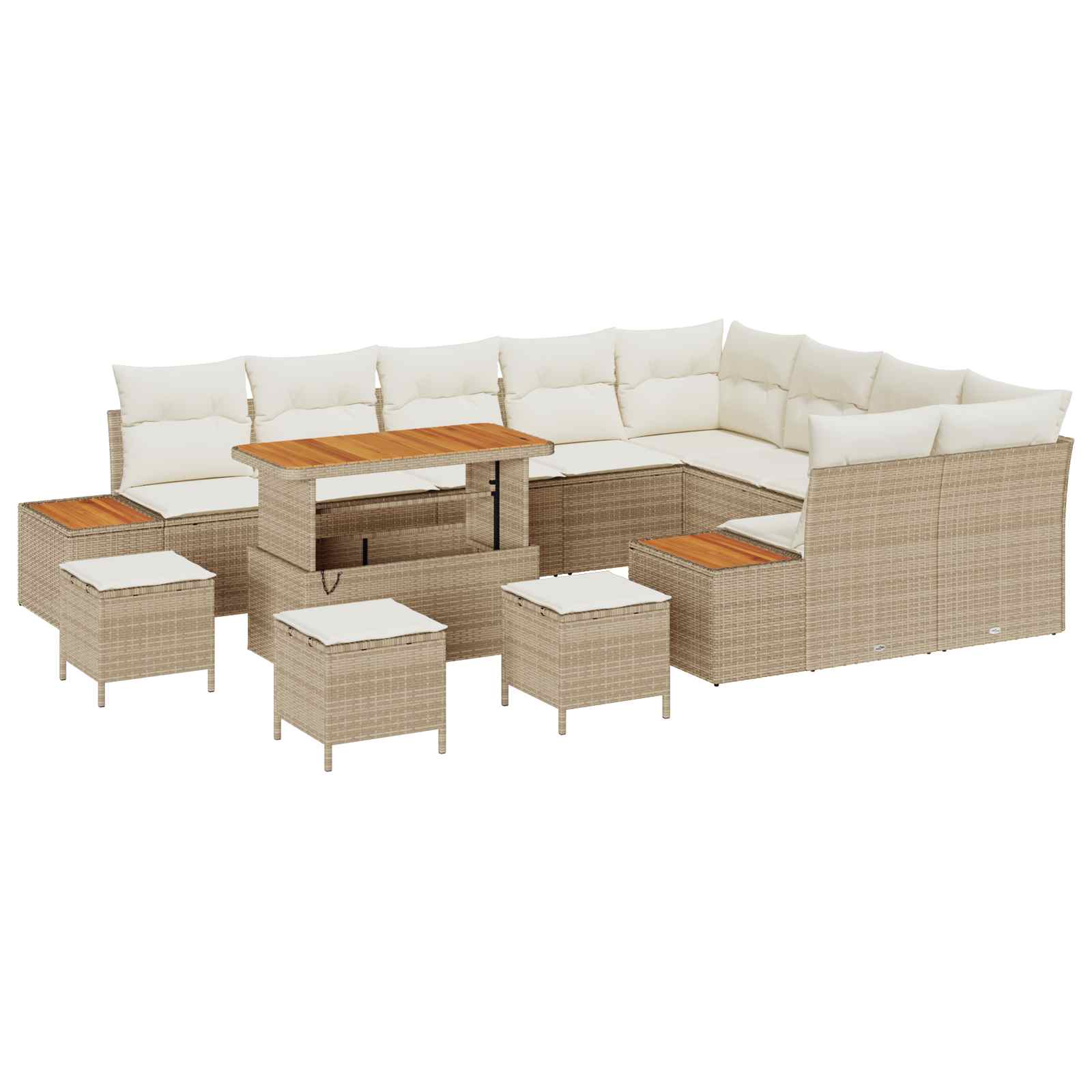 vidaXL Zestaw Sof na Ogród z poduszką 13 pcs Beżowy i kremowy