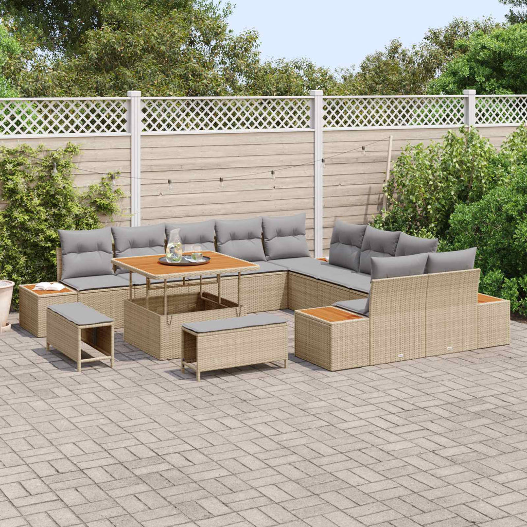 vidaXL Zestaw Sof na Ogród z poduszką 13 pcs Beżowy i jasnoszary