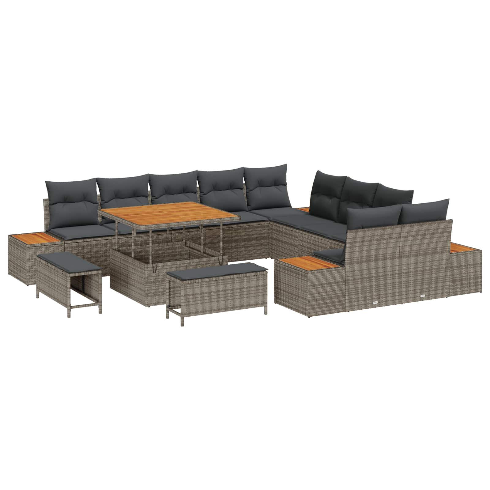 vidaXL Zestaw Sof na Ogród z poduszką 13 pcs Szary