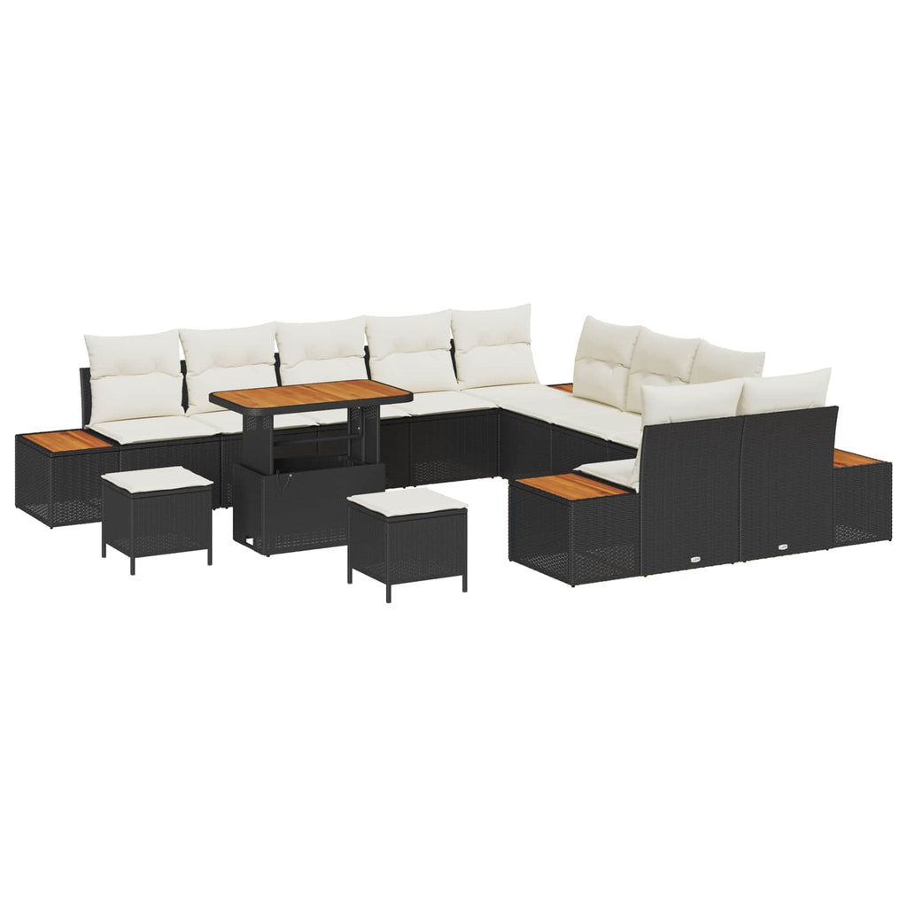 vidaXL Zestaw Sof na Ogród z poduszką 13 pcs Czarny i kremowy