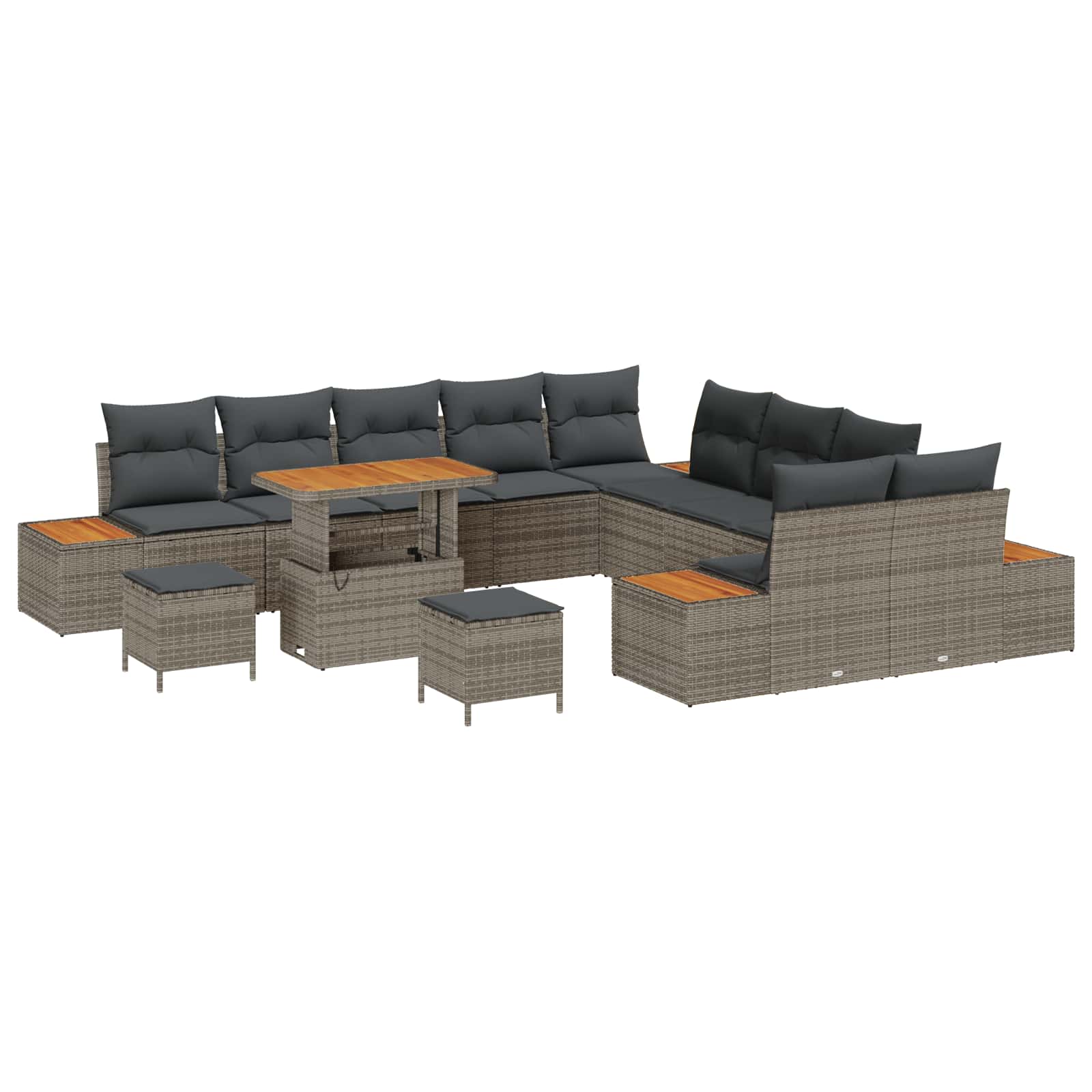 vidaXL Zestaw Sof na Ogród z poduszką 13 pcs Szary