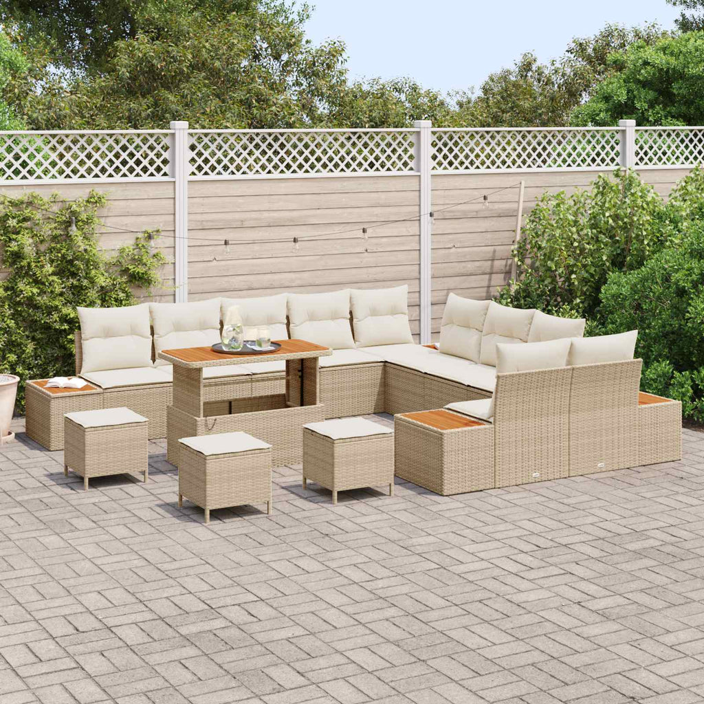 vidaXL Zestaw Sof na Ogród z poduszką 14 pcs Beżowy i kremowy