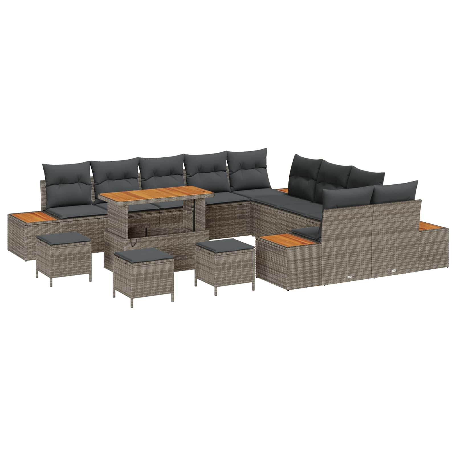 vidaXL Zestaw Sof na Ogród z poduszką 14 pcs Szary