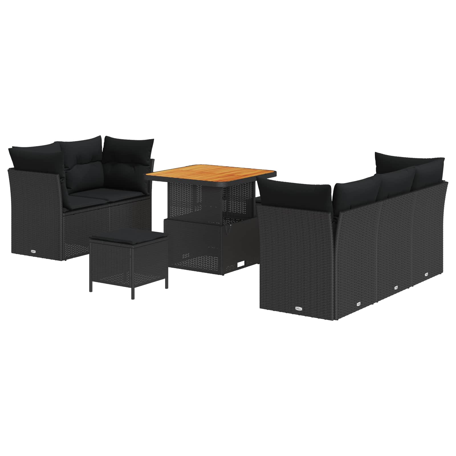 vidaXL Zestaw Sof na Ogród z poduszką z przechowywaniem 8 pcs Czarny