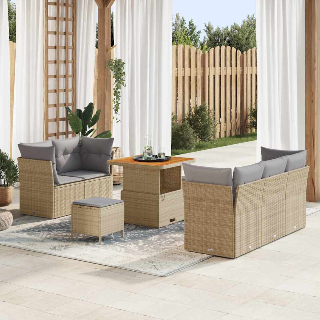 vidaXL Zestaw Sof na Ogród z poduszką 8 pcs beżowo-jasnoszary